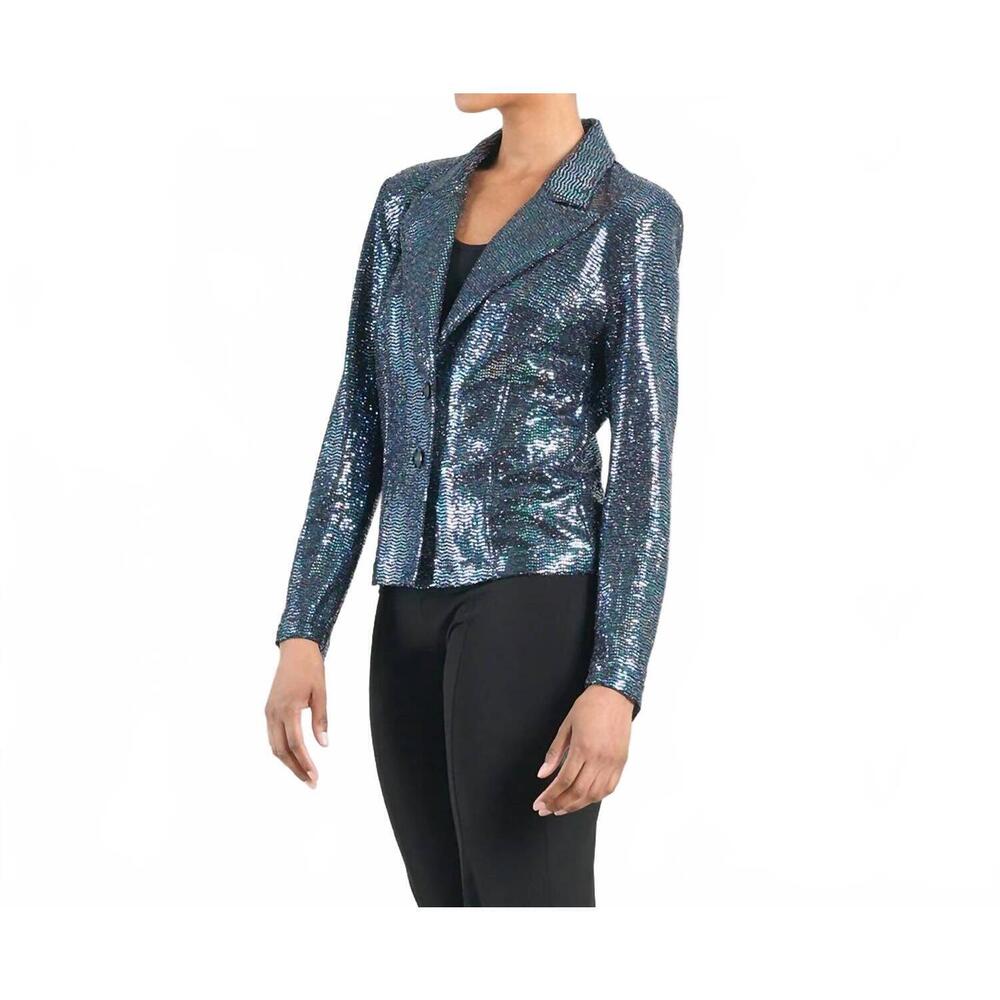 NEW CLARA SUNWOO shimmer knit jacket in gunmetal